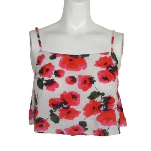 BILLABONG Swim cover/Camisole, M, Cropped, White/Red Floral, Straps - Picture 7 of 11